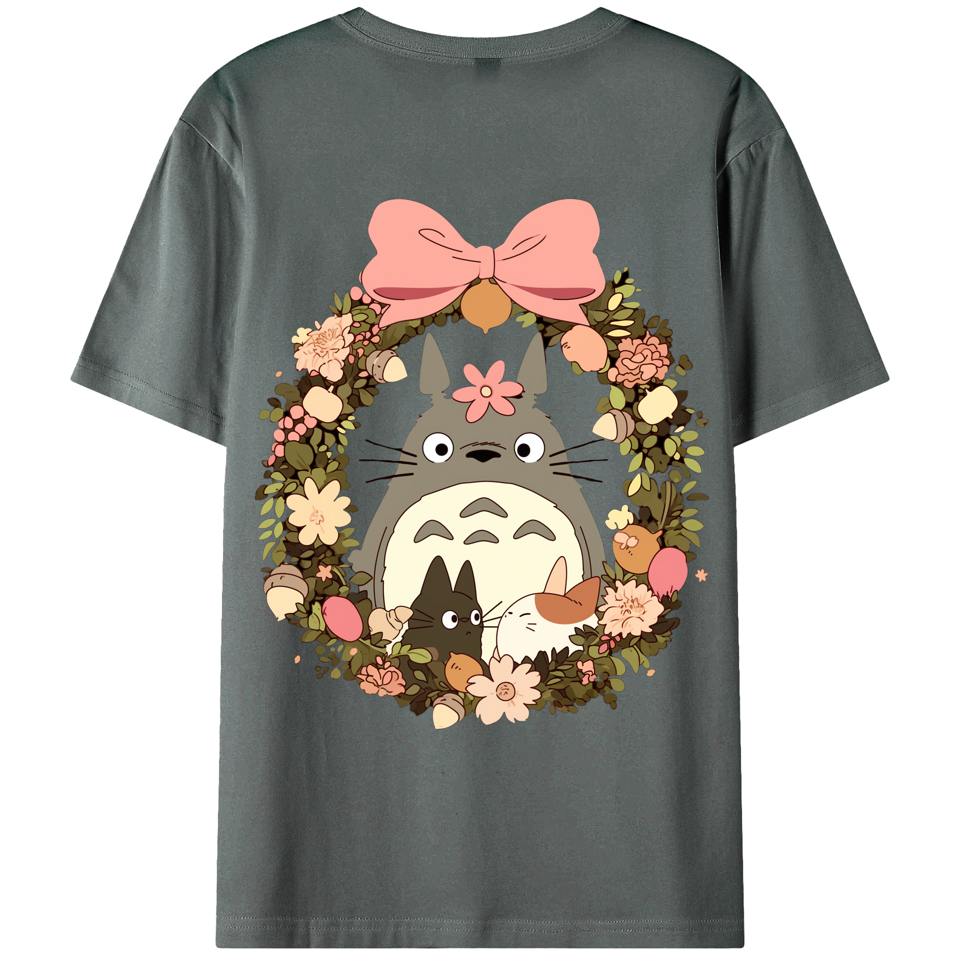 （画像用） となりのトトロ 草壁メイ 草壁サツキ My Neighbor Totoro Satsuki Kusakabe Mei Kusakabe 綿100％ メンズ半袖Tシャツ（バックプリント） 通気性